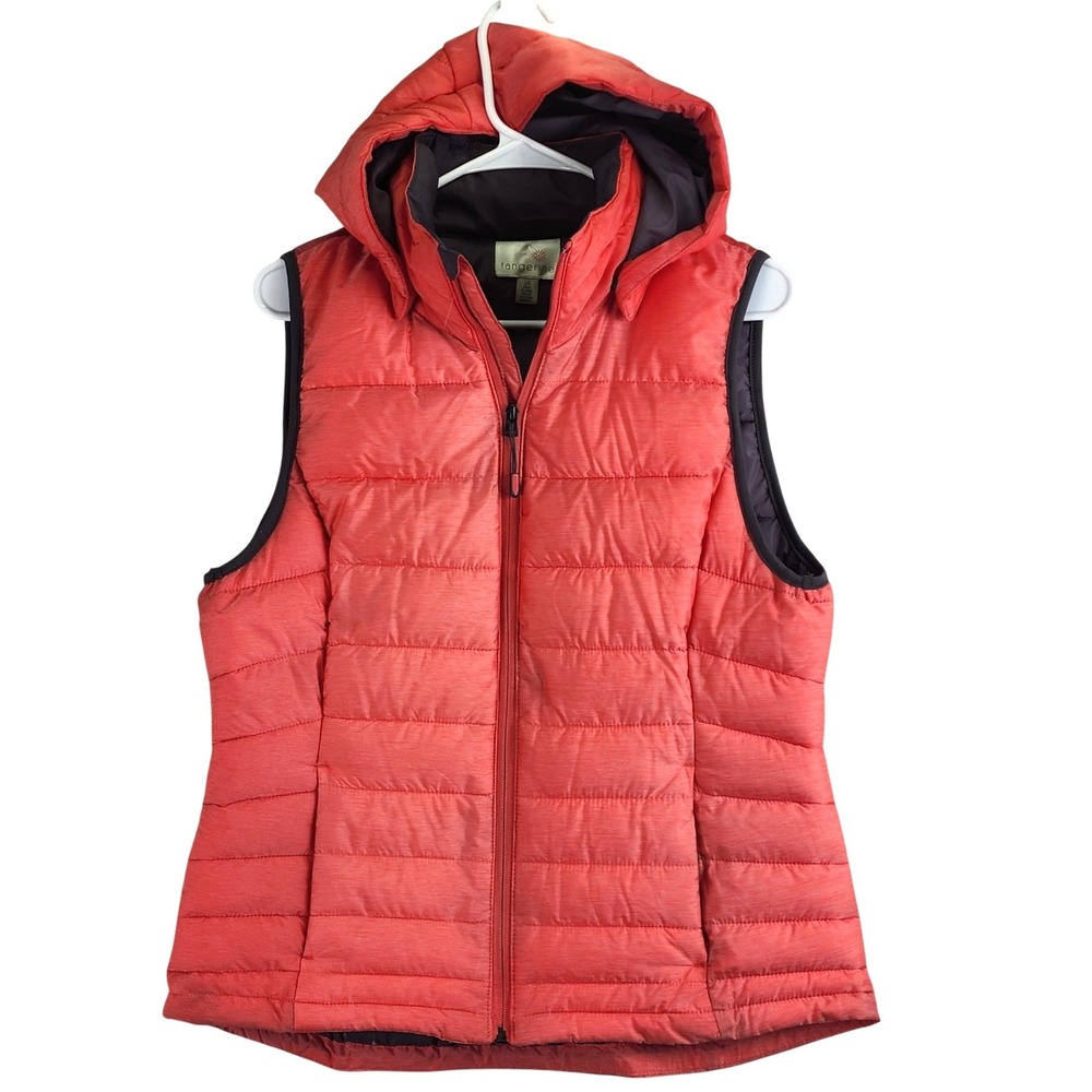 Tangerine Quilted Hooded Puffer Vest Womens L Coral Pink Gorpcore Athleisure‎